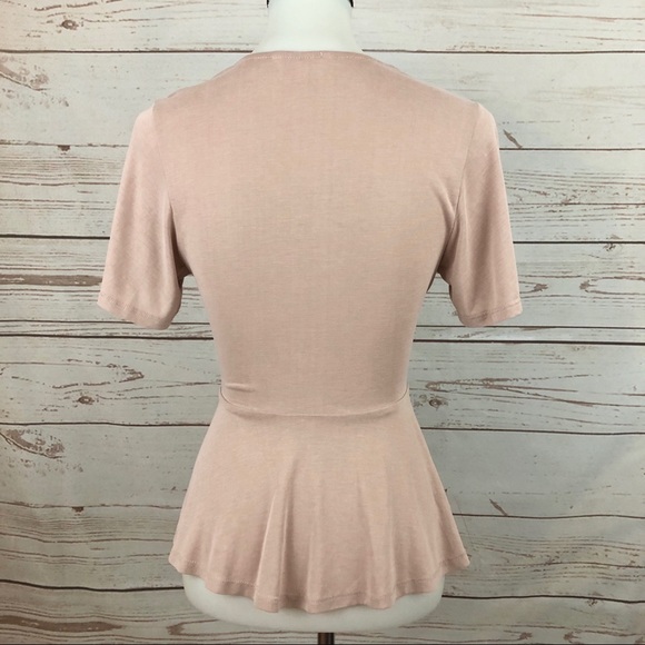 Monteau Dusty Pink Rose Peplum Wrap Blouse - Picture 4 of 8